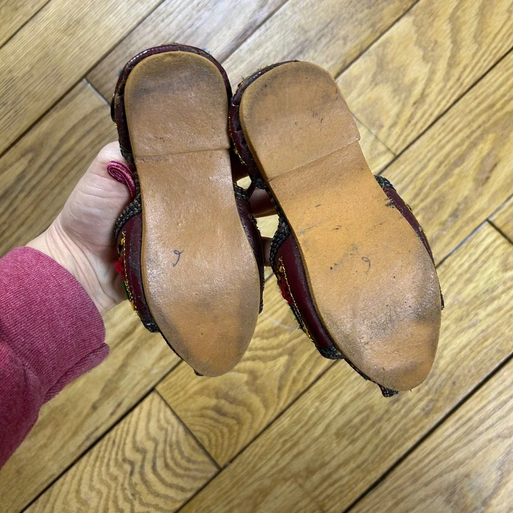 Vintage Kids Embellished Embroidered Sandals Colorful Boho Style Girls‎ Shoes